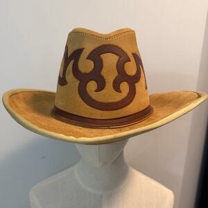 United Hatters Made in USA Hard Brimmed Leather Country Western Cowboy Hat Large